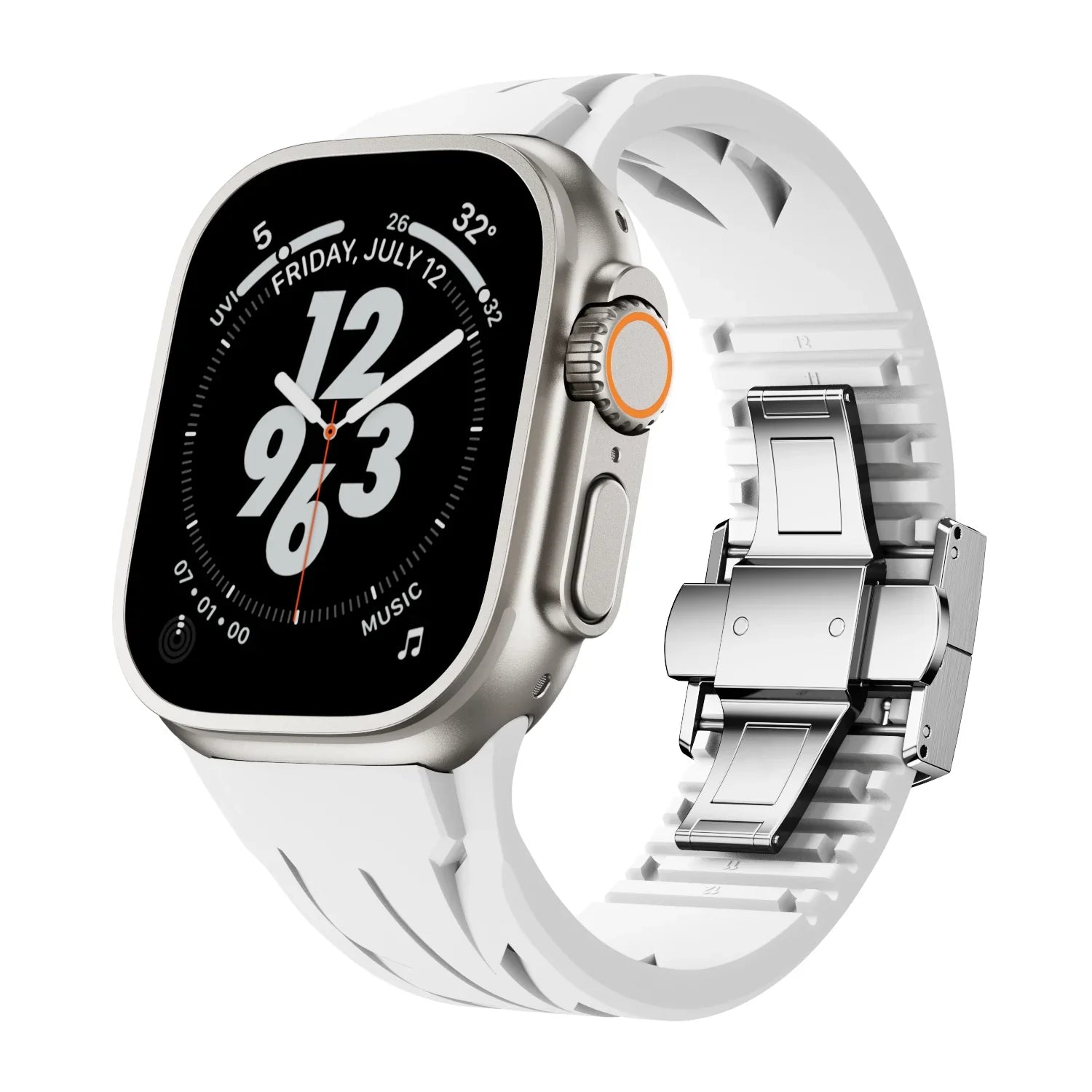 Bracelet en caoutchouc à boucle papillon RM pour Apple Watch