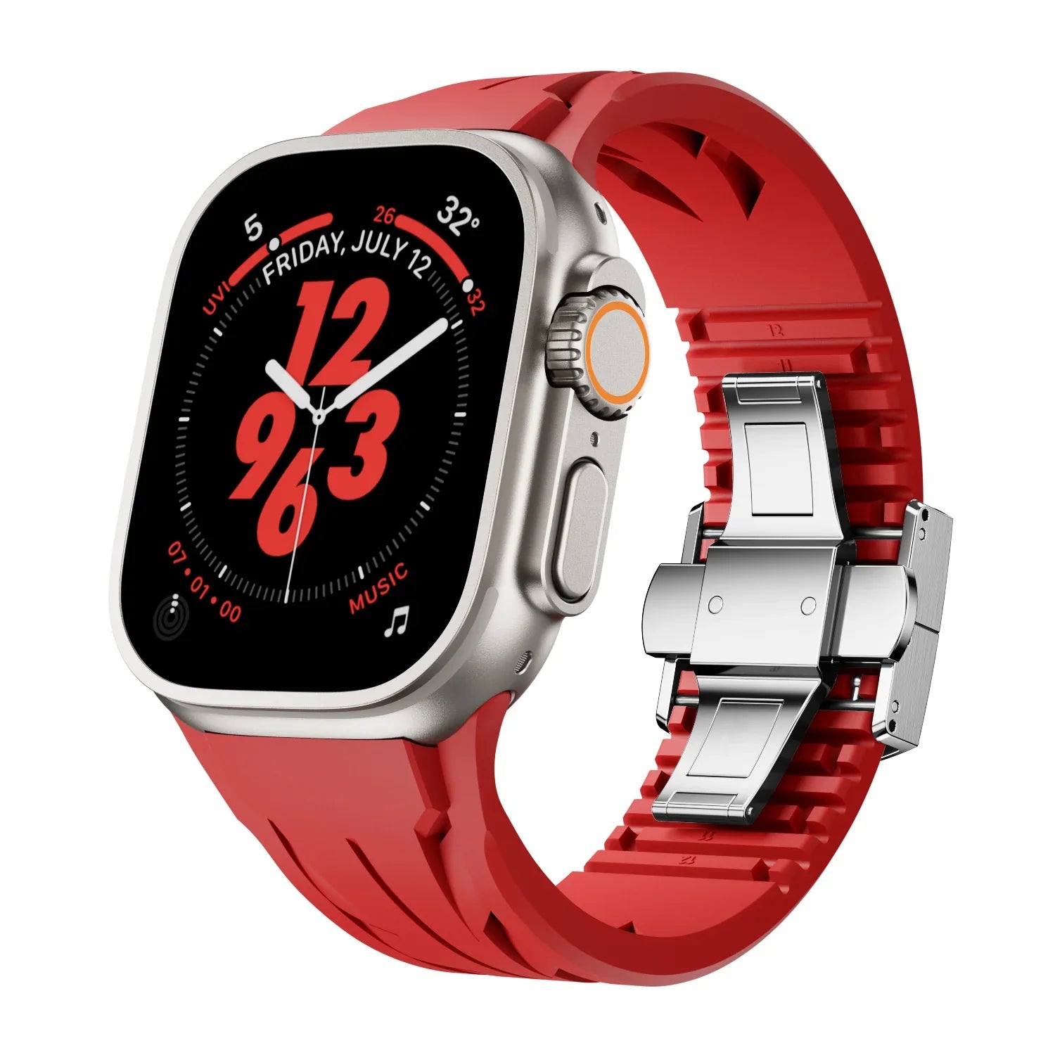 Bracelet en caoutchouc à boucle papillon RM pour Apple Watch