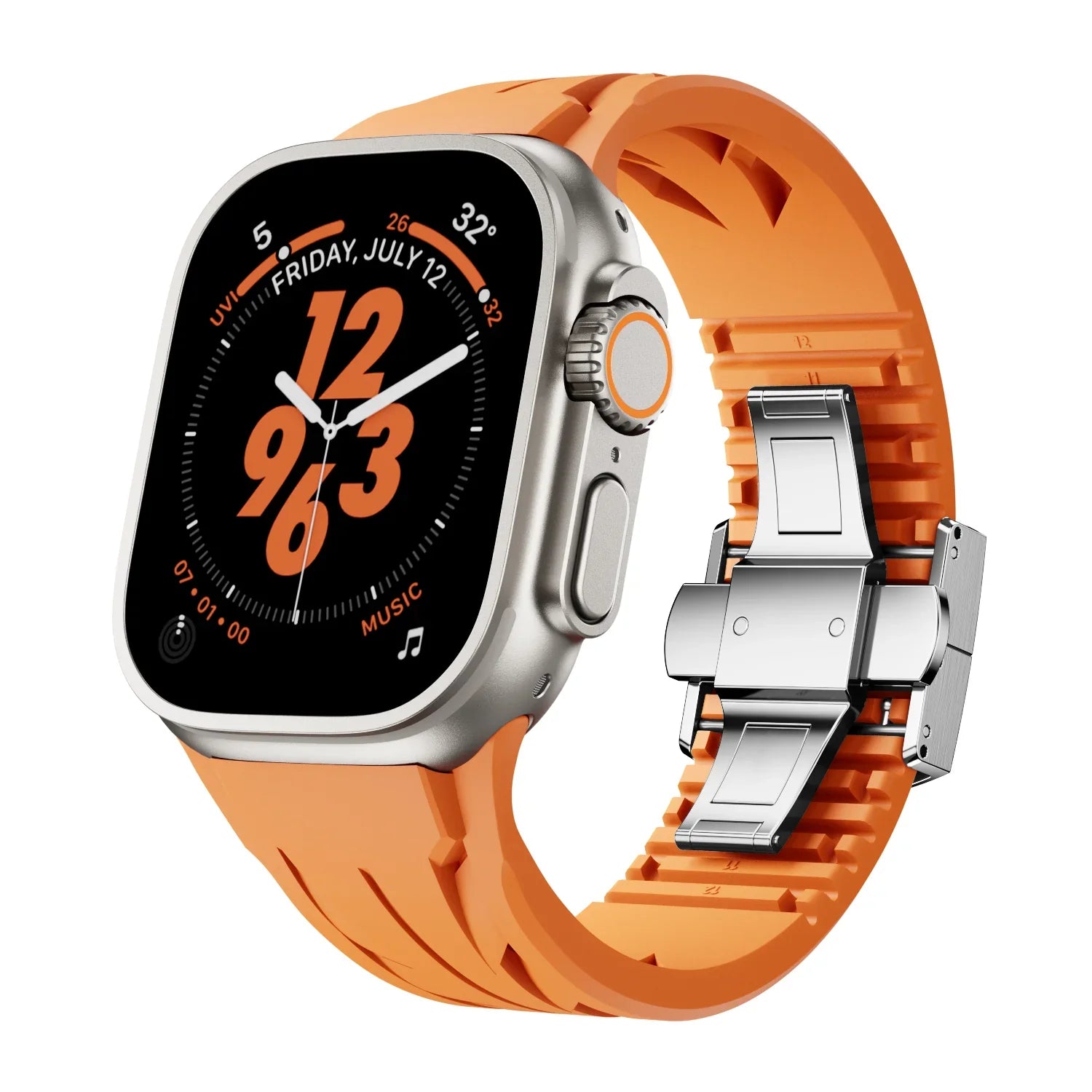 Bracelet en caoutchouc à boucle papillon RM pour Apple Watch