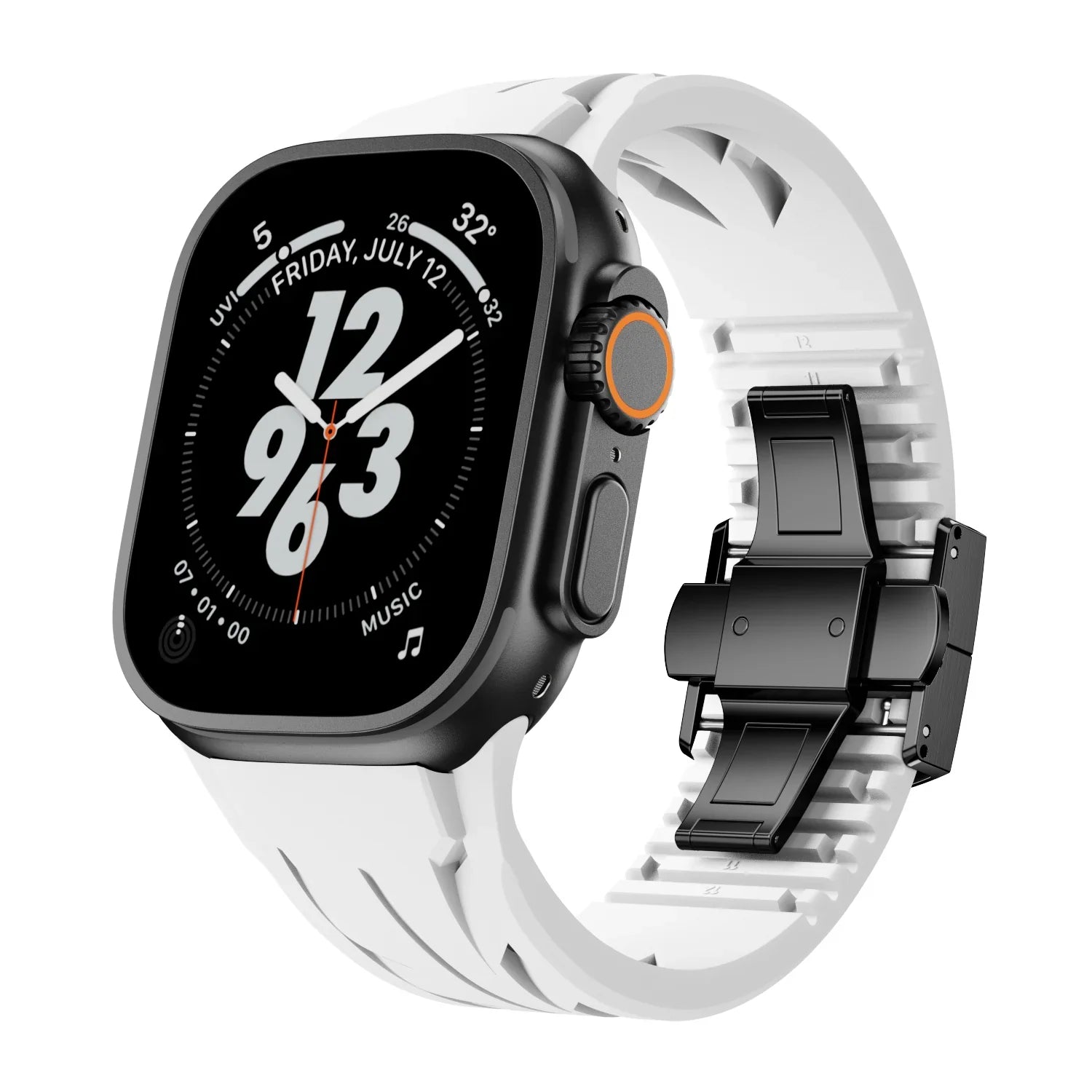 Bracelet en caoutchouc à boucle papillon RM pour Apple Watch