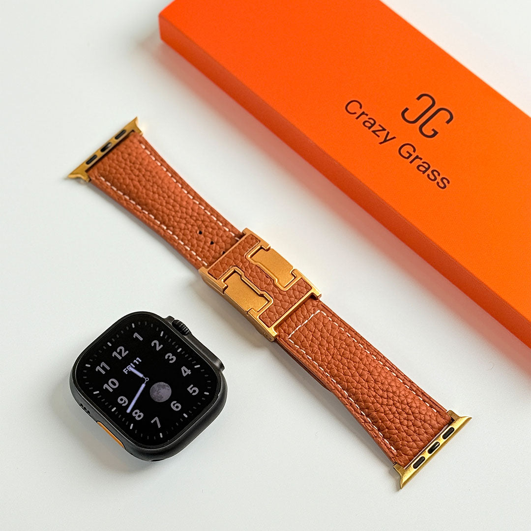 Bracelet de vacances en cuir grainé pour Apple Watch