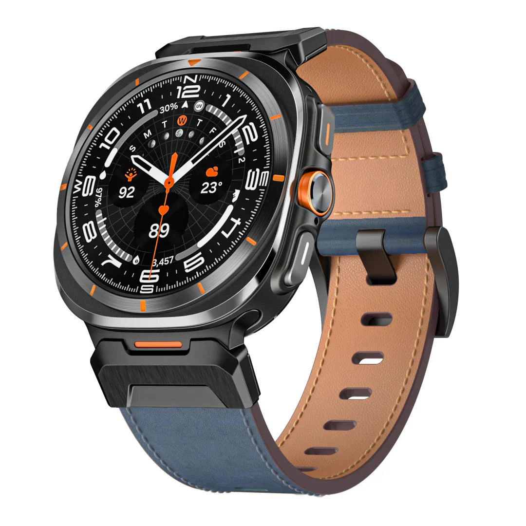 Bracelet tactique en cuir pour Samsung Galaxy Watch Ultra