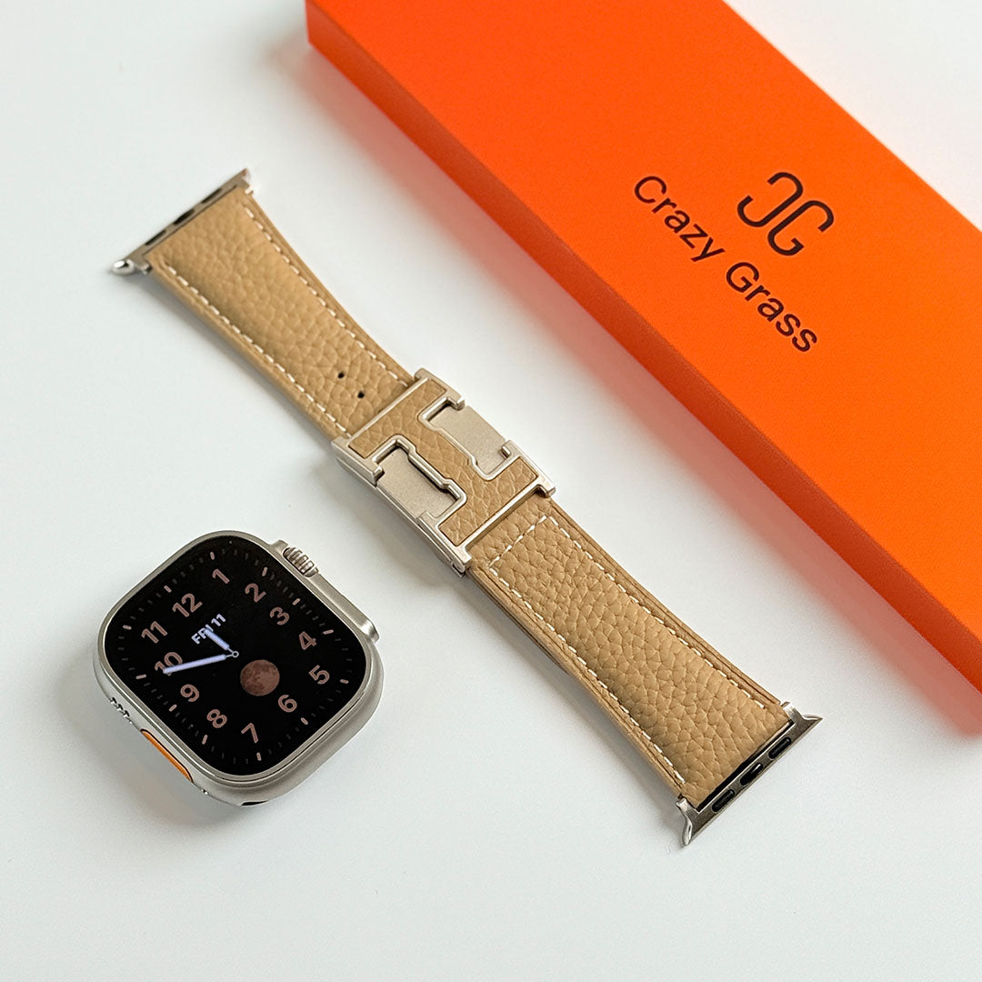 Bracelet de vacances en cuir grainé pour Apple Watch