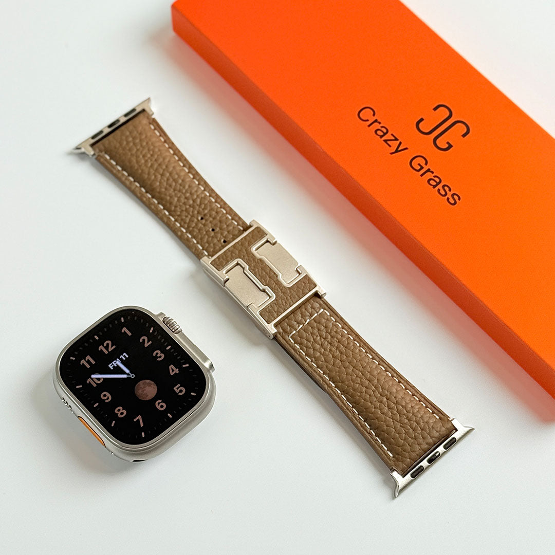 Bracelet de vacances en cuir grainé pour Apple Watch