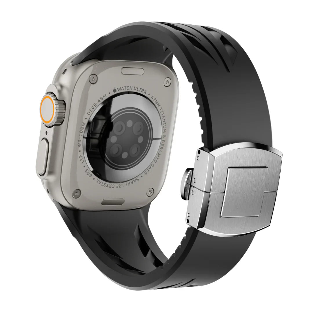 Bracelet en caoutchouc à boucle papillon RM pour Apple Watch