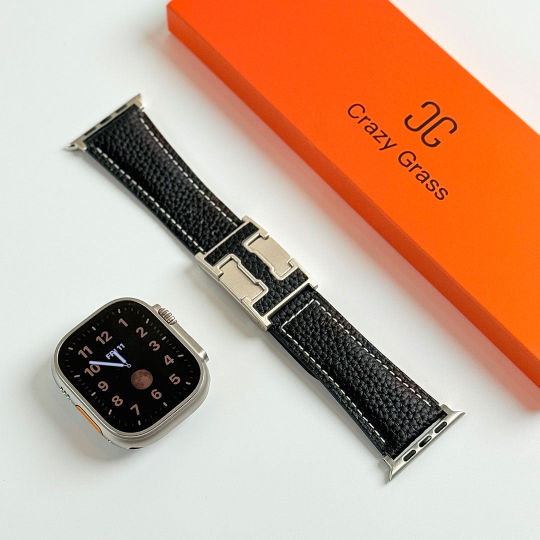 Bracelet de vacances en cuir grainé pour Apple Watch