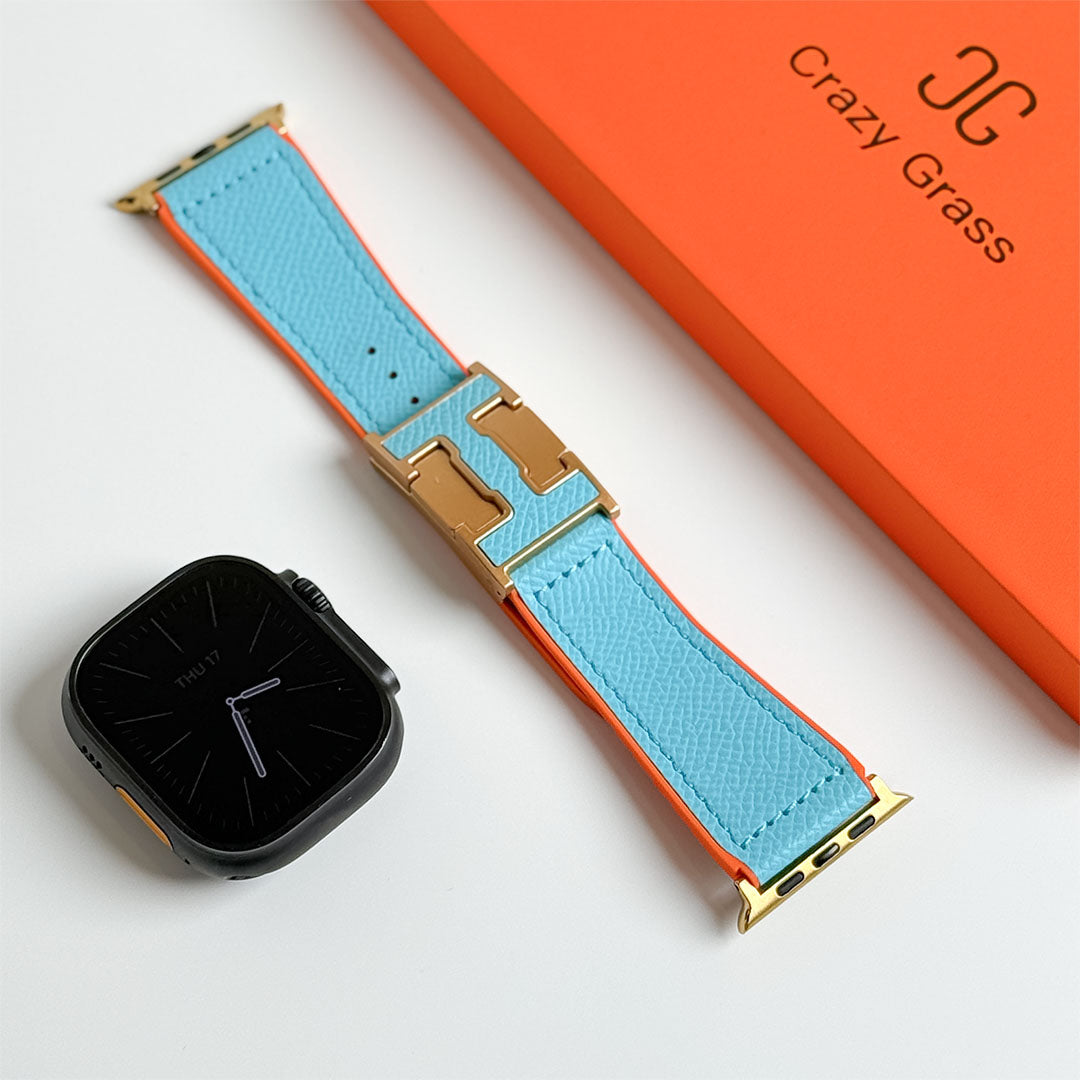 Bracelet de vacances en cuir grainé pour Apple Watch