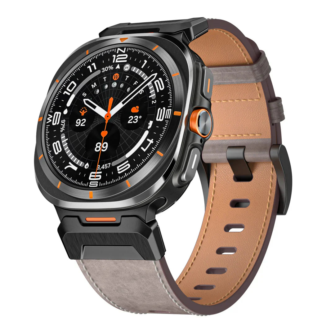 Bracelet tactique en cuir pour Samsung Galaxy Watch Ultra