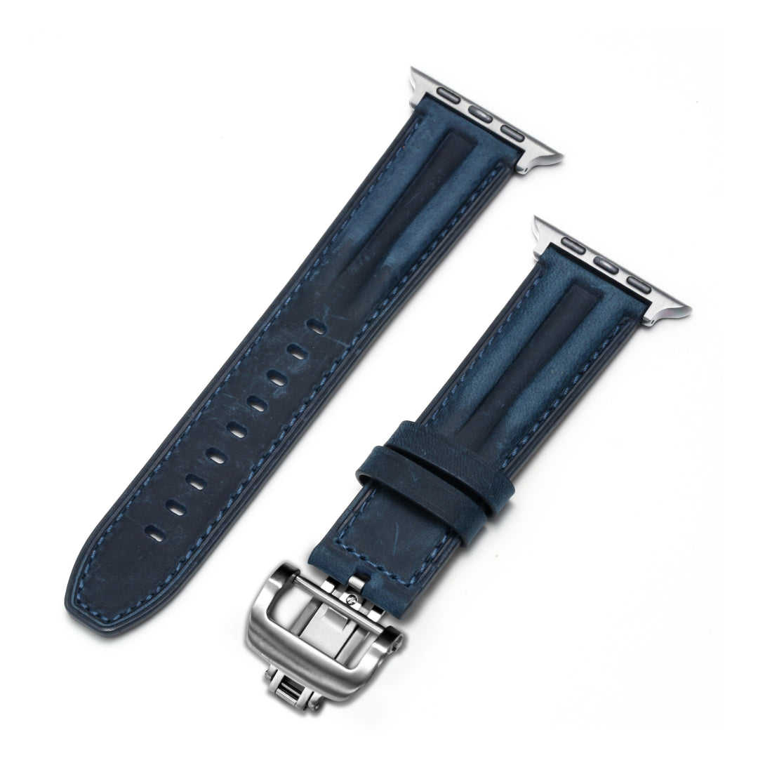 Bracelet en cuir à rainures et boucle papillon de luxe