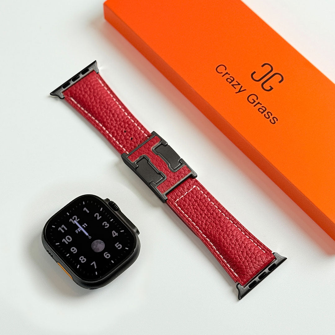 Bracelet de vacances en cuir grainé pour Apple Watch