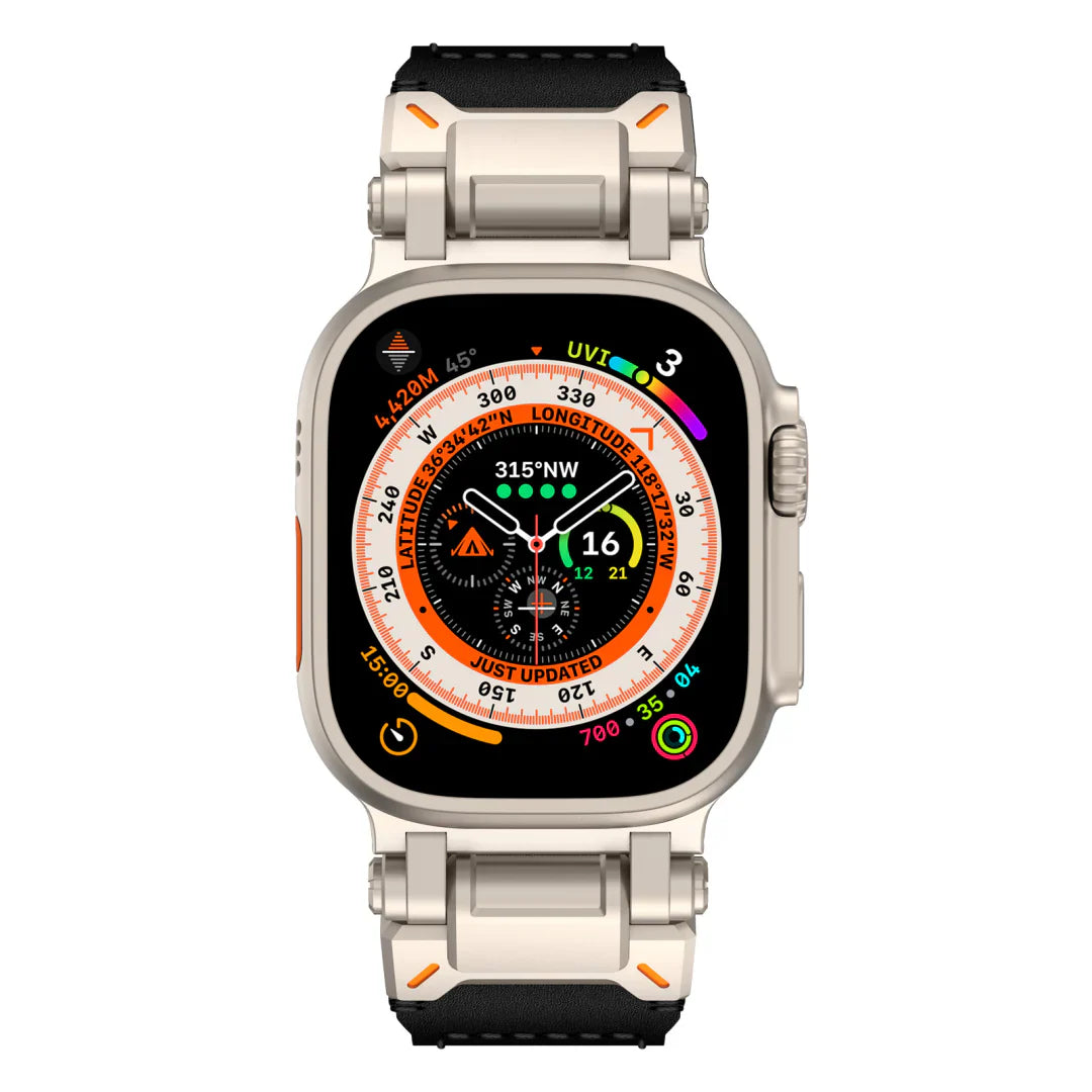 Titanium Leather Band For Apple Watch