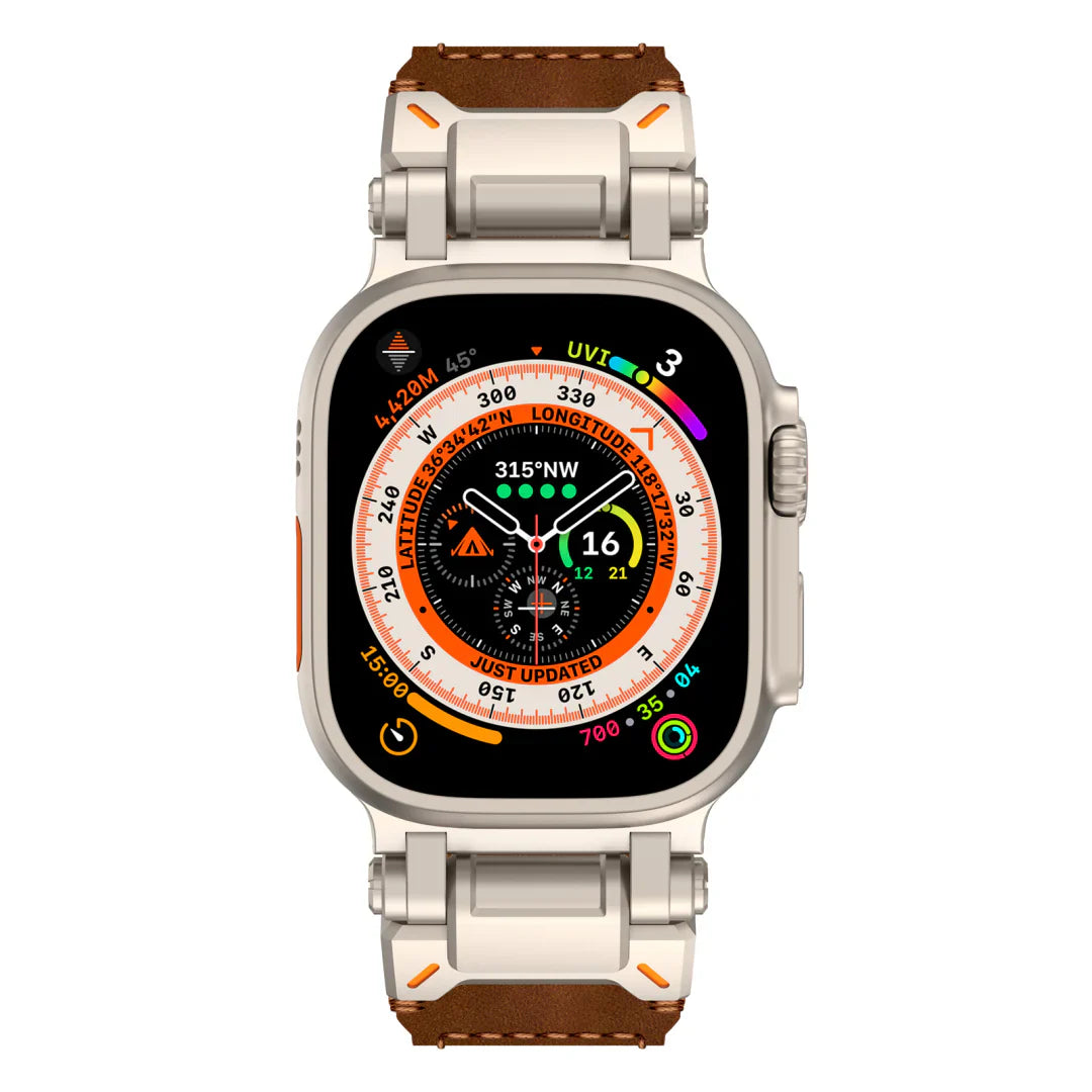 Titanium Leather Band For Apple Watch