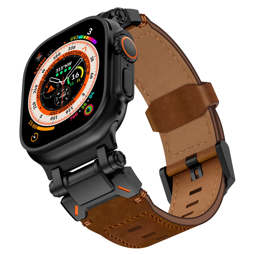 Titanium Leather Band For Apple Watch