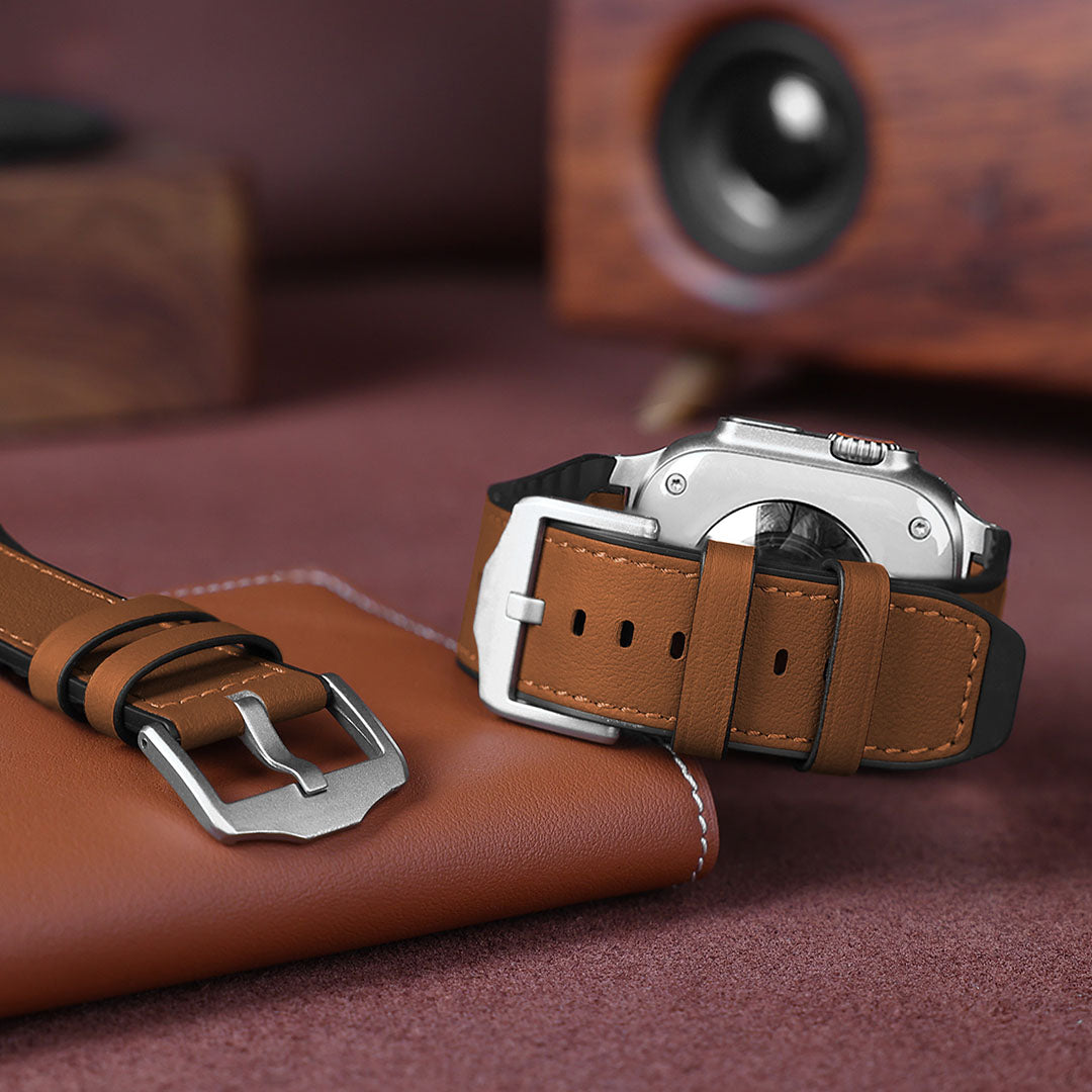 Bracelet en cuir et silicone pour Apple Watch