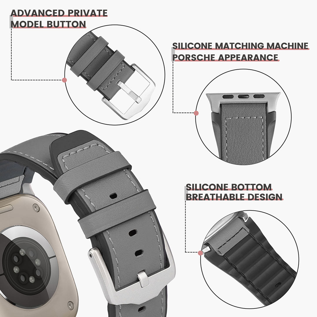 Bracelet en cuir et silicone pour Apple Watch