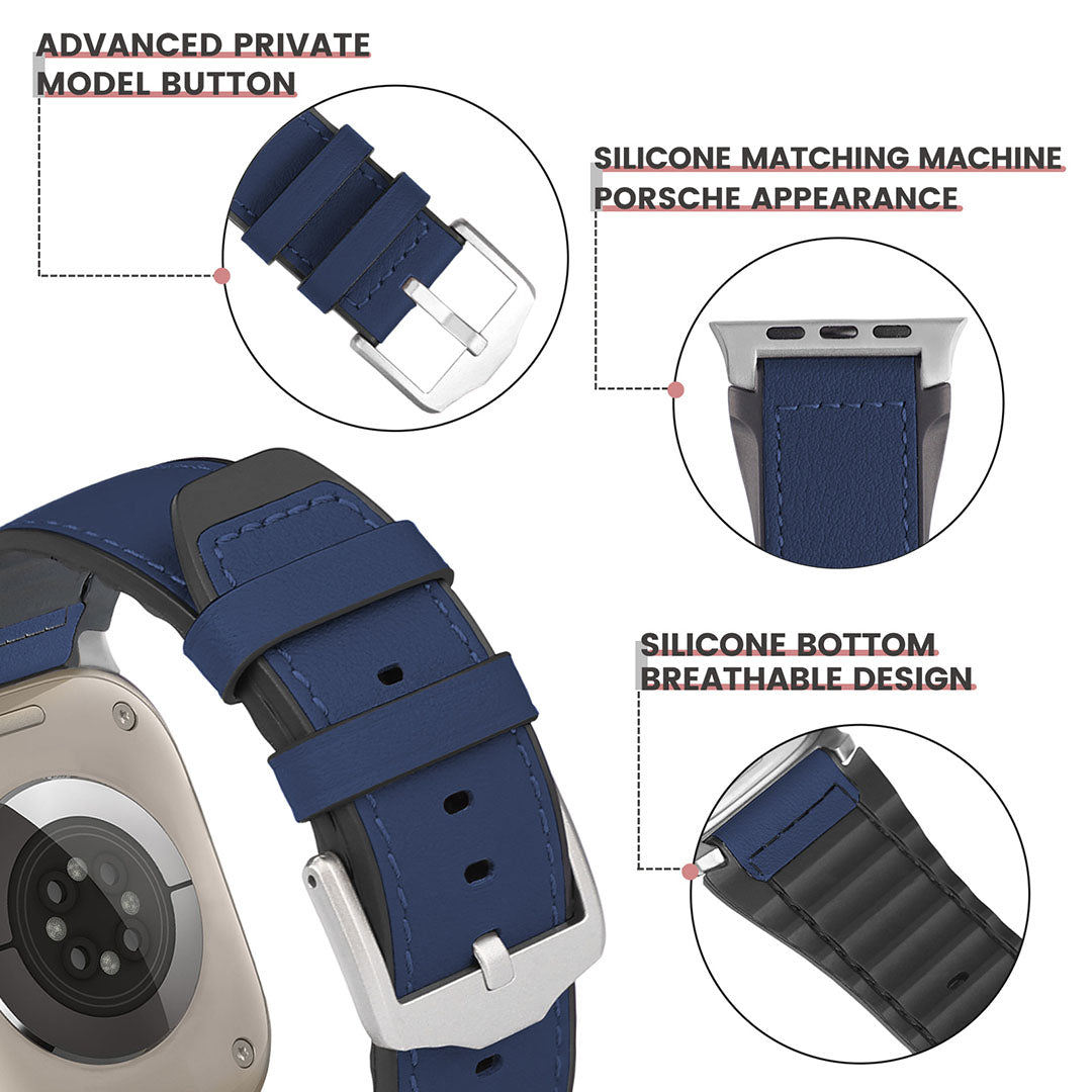 Bracelet en cuir et silicone pour Apple Watch