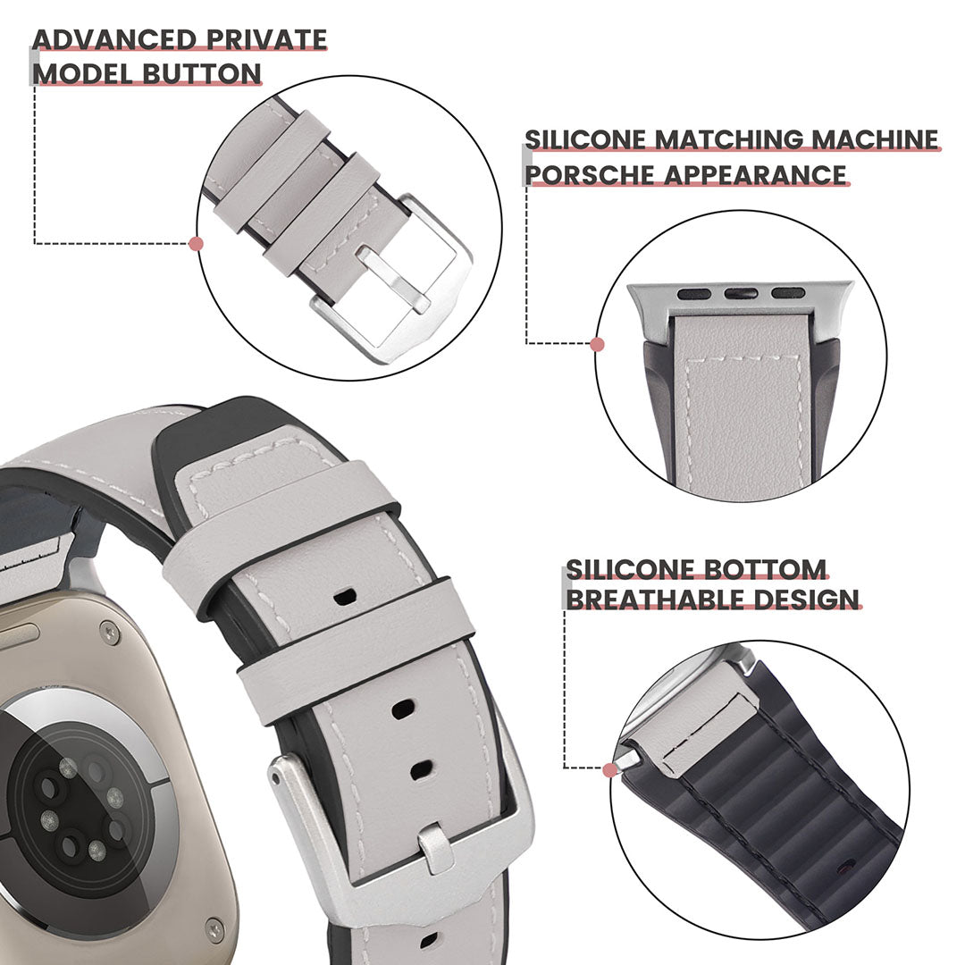 Bracelet en cuir et silicone pour Apple Watch