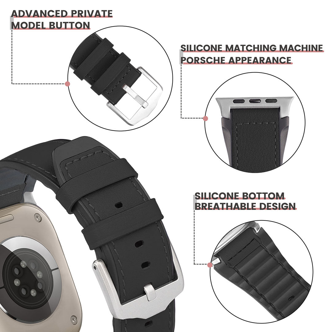 Bracelet en cuir et silicone pour Apple Watch