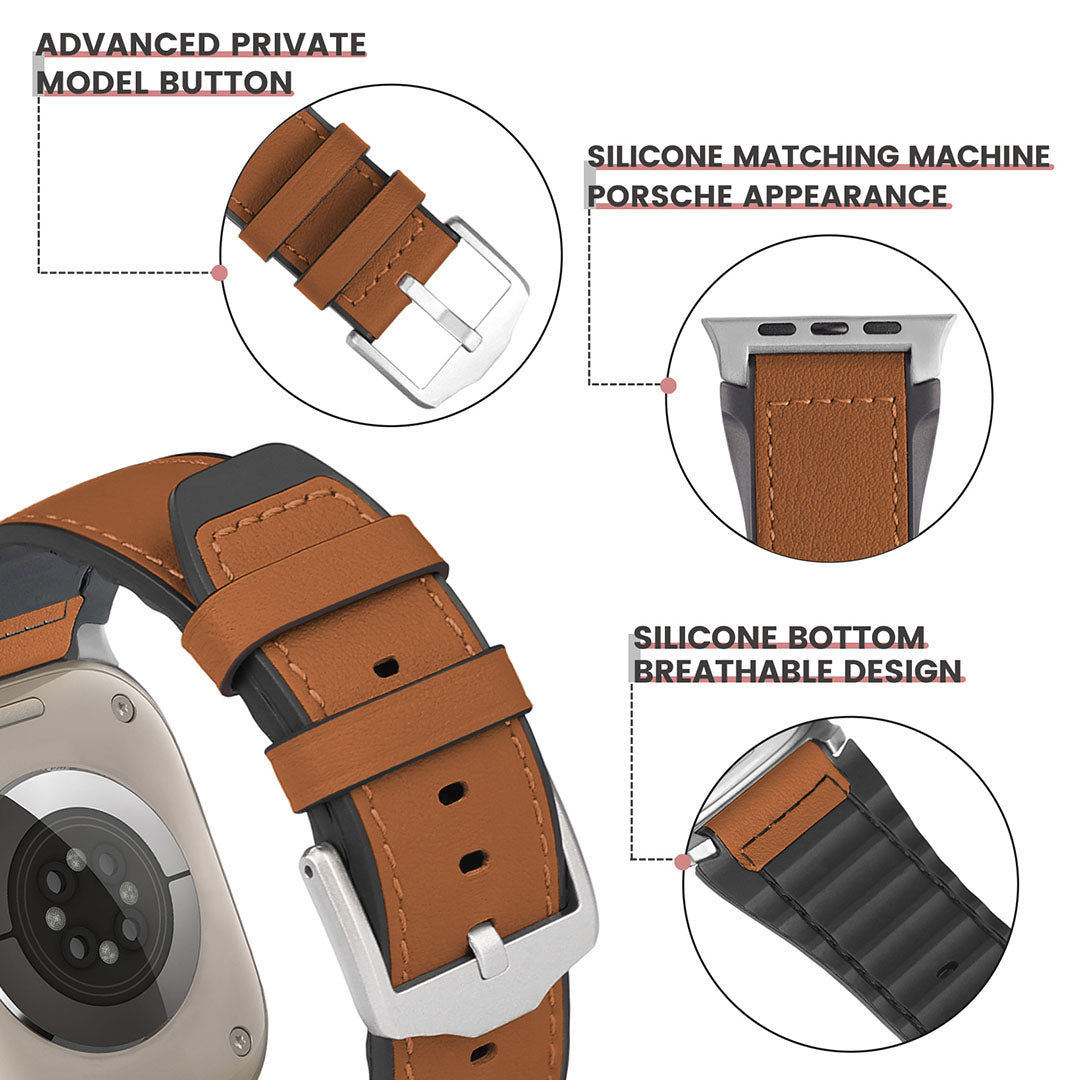 Bracelet en cuir et silicone pour Apple Watch
