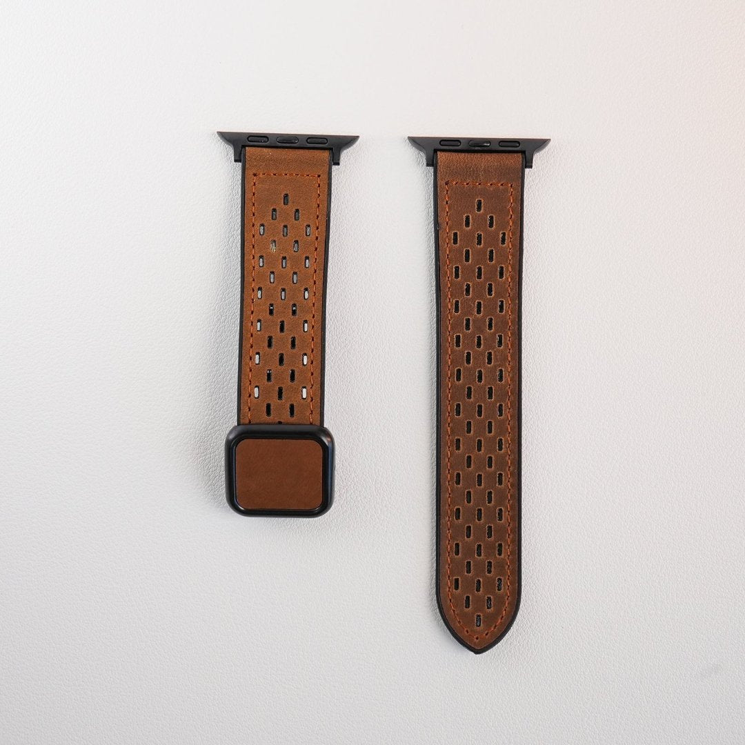 Bracelet magnétique en cuir à carreaux diamantés