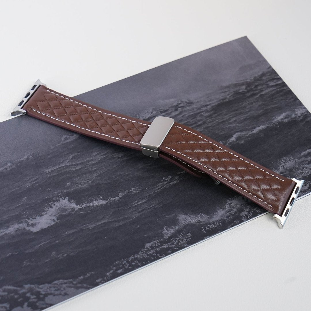 Bracelet magnétique en cuir à carreaux diamantés pour Galaxy Watch