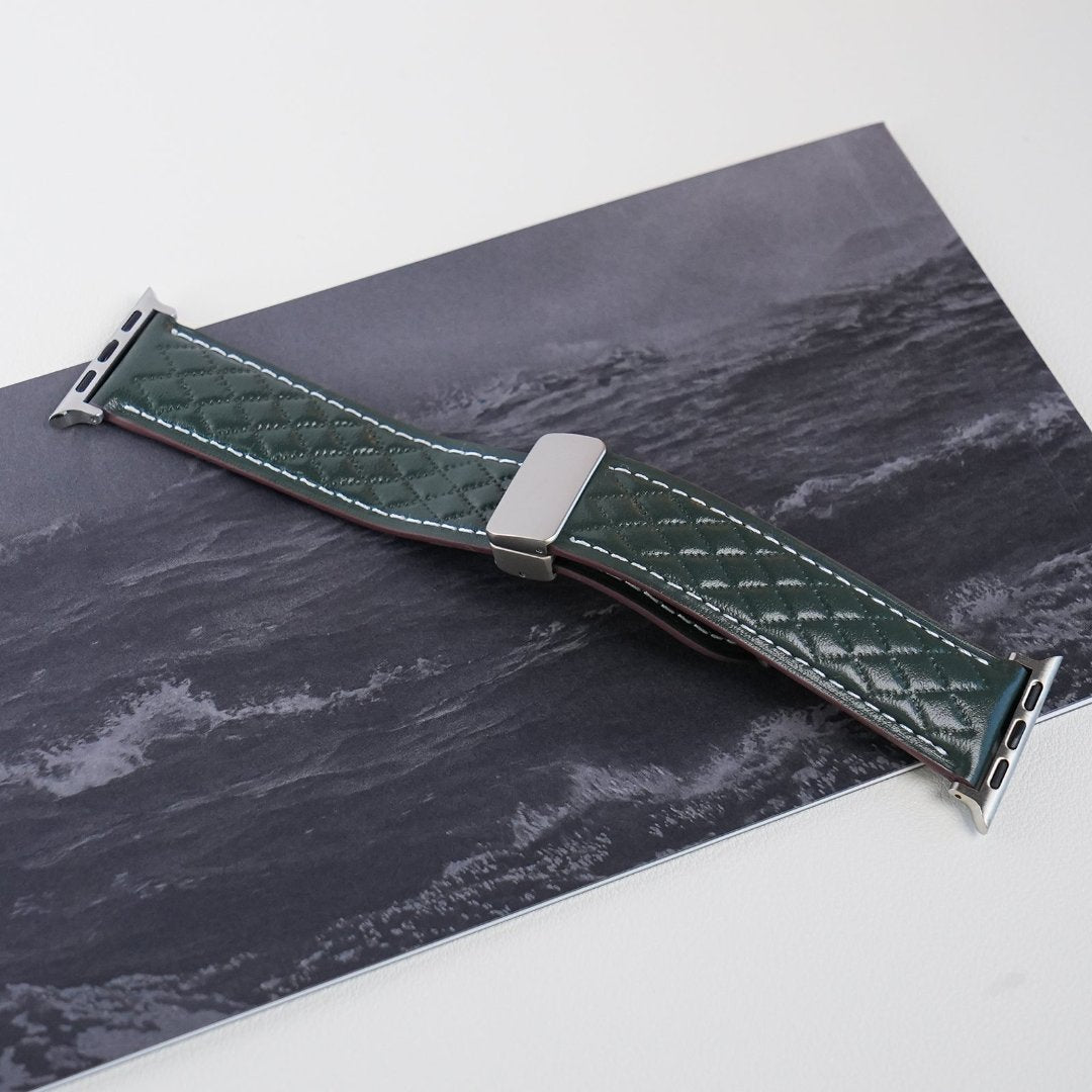 Bracelet magnétique en cuir à carreaux diamantés pour Galaxy Watch