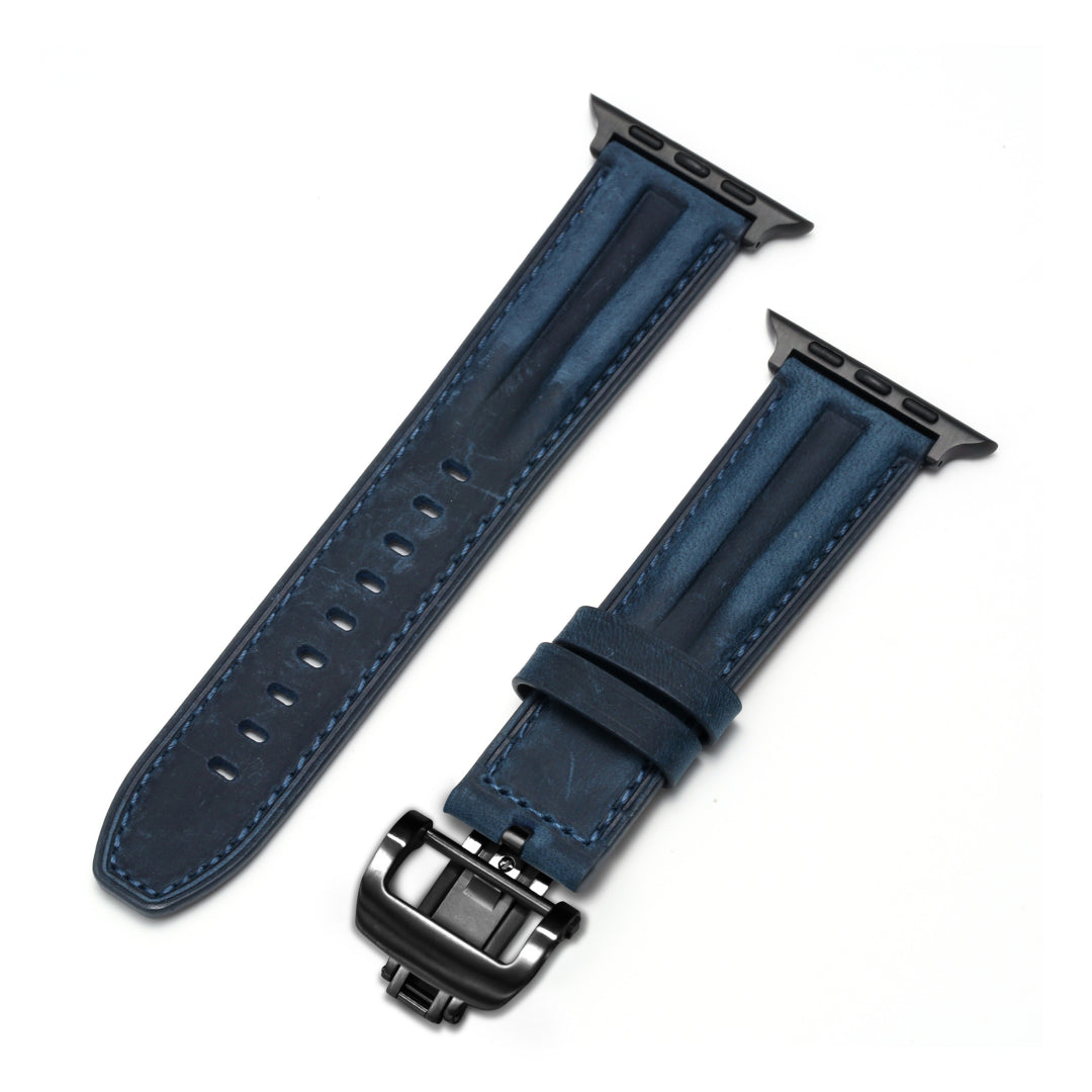Bracelet en cuir à rainures et boucle papillon de luxe