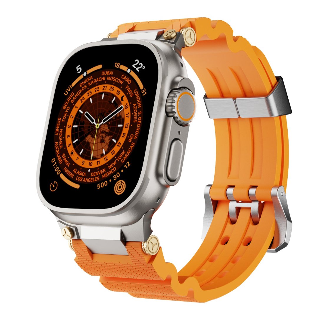 Bracelet en silicone de conception mécanique pour Apple Watch