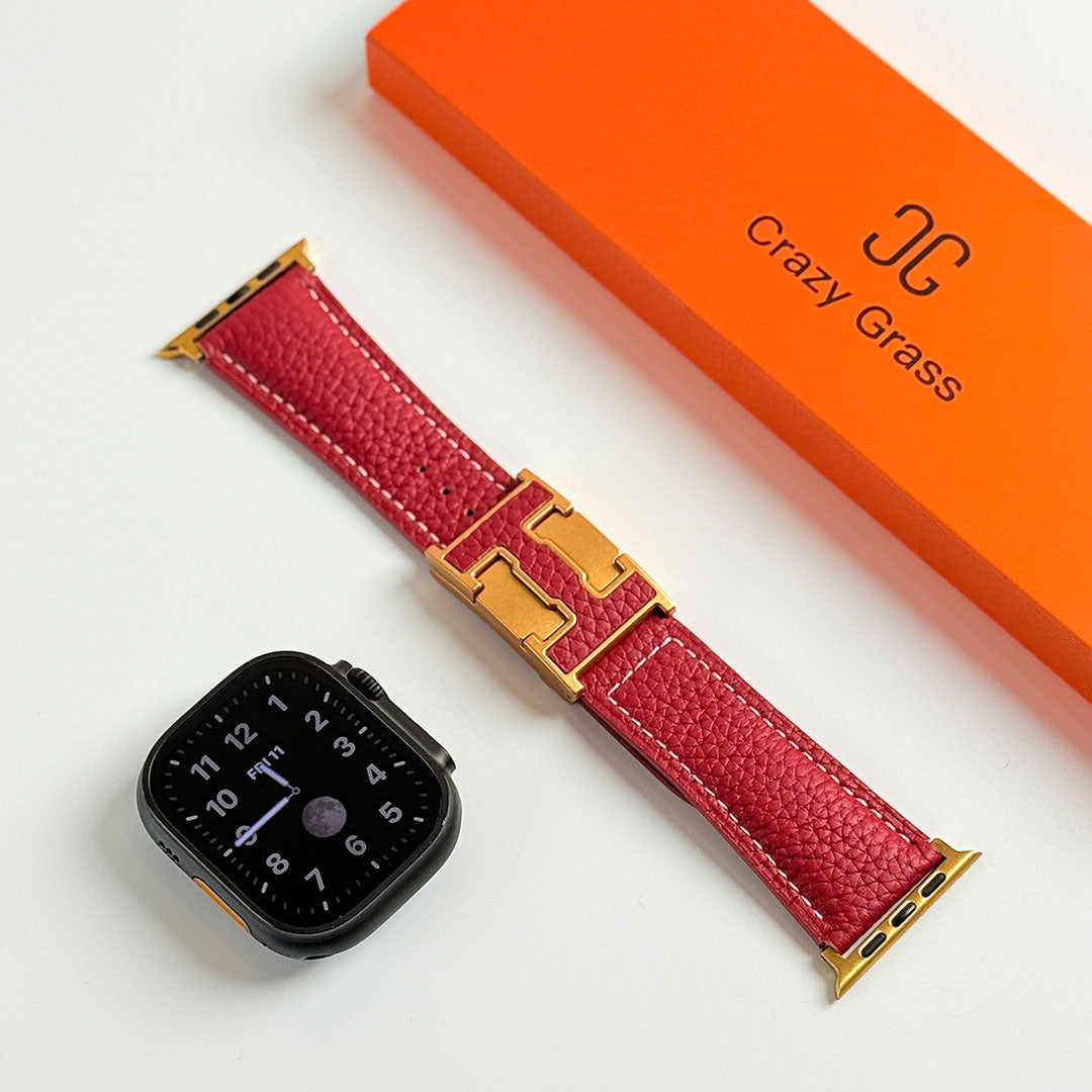 Bracelet de vacances en cuir grainé pour Apple Watch
