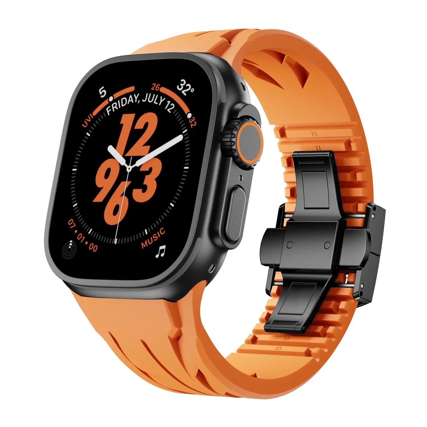 Bracelet en caoutchouc à boucle papillon RM pour Apple Watch