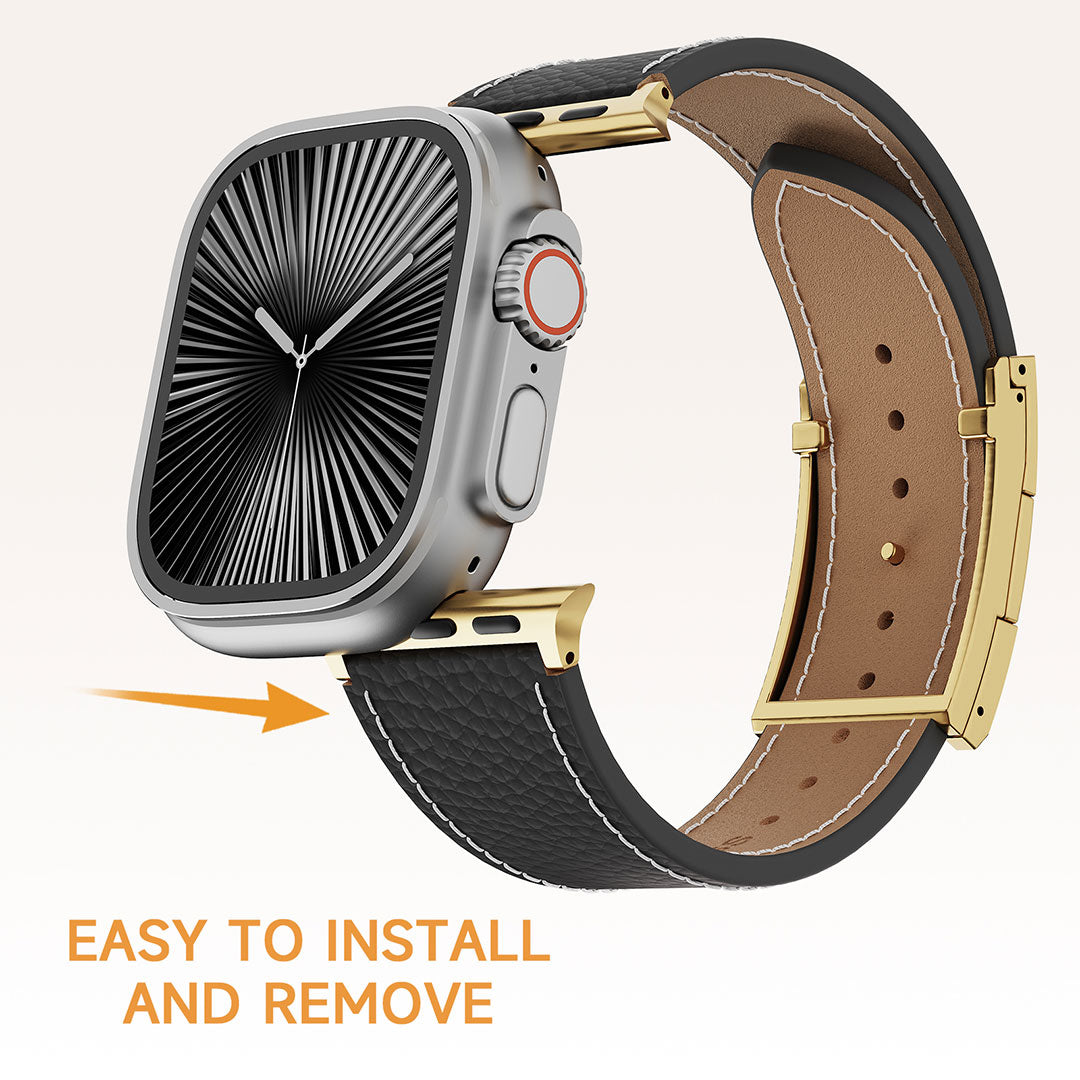 Bracelet en cuir Lychee pour Apple Watch