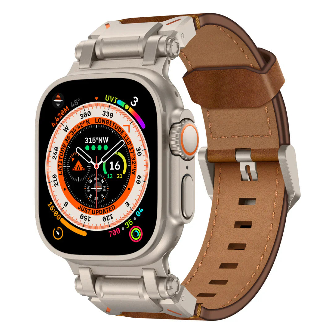 Bracelet en cuir titane pour Apple Watch
