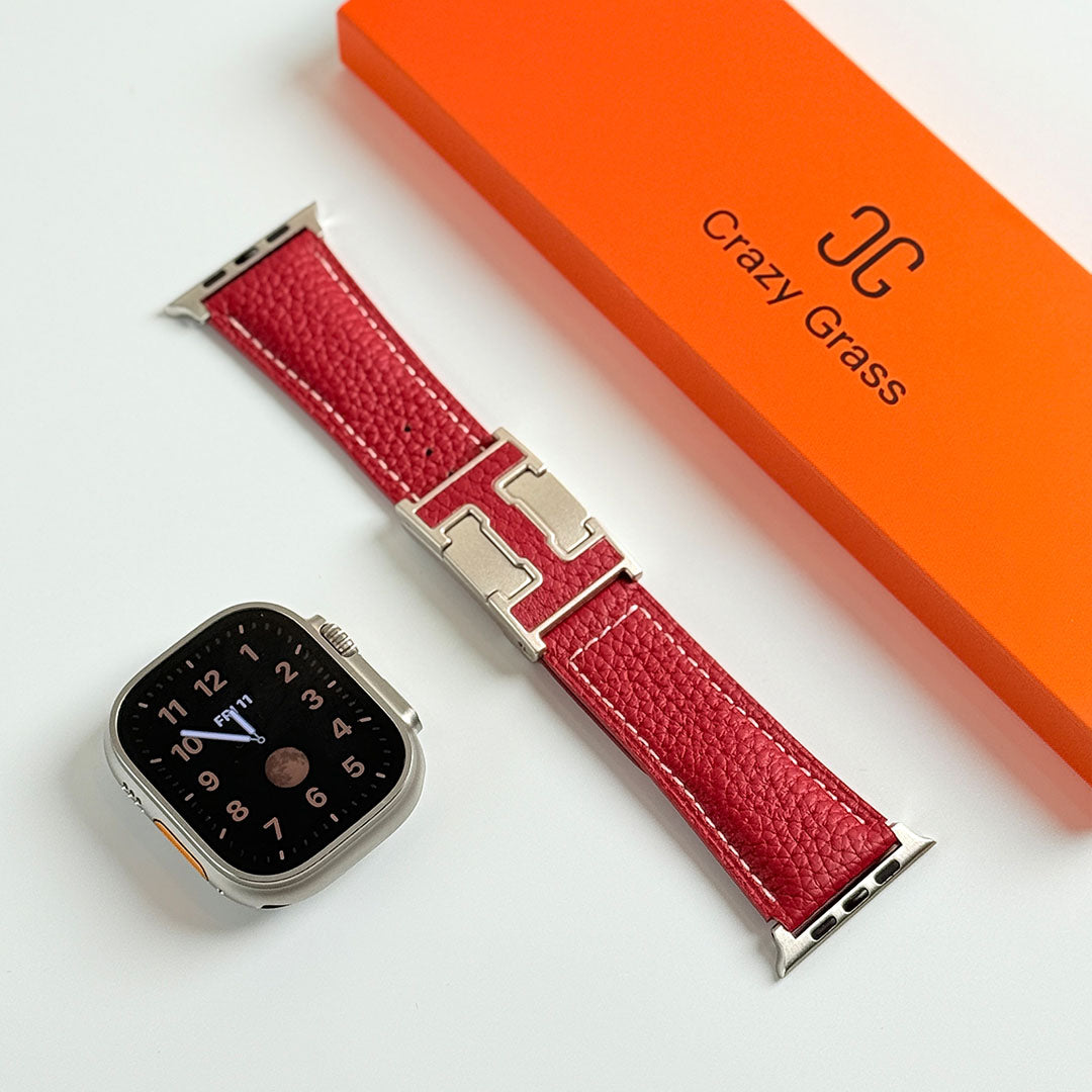 Bracelet de vacances en cuir grainé pour Apple Watch