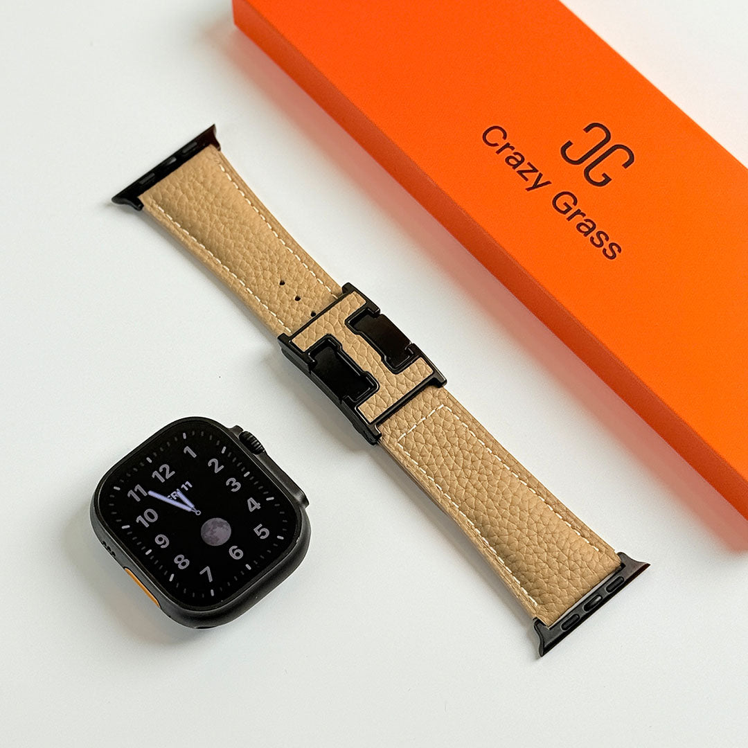 Bracelet de vacances en cuir grainé pour Apple Watch