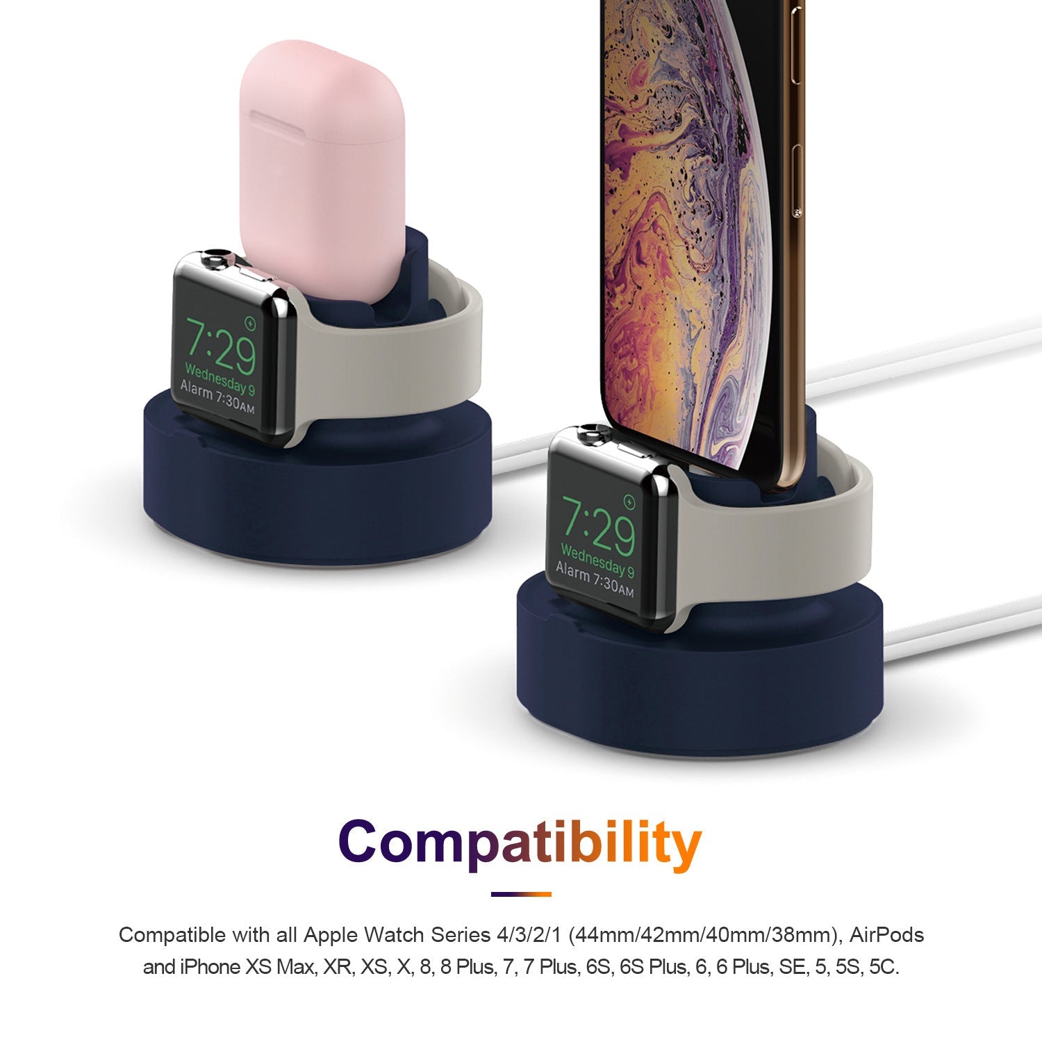 Support de charge en silicone pour deux appareils 