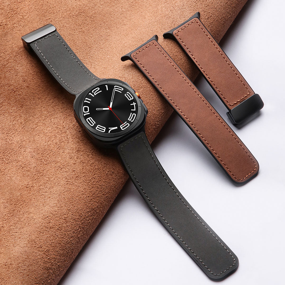 Bracelet magnétique en cuir et silicone pour Samsung Galaxy Watch Ultra