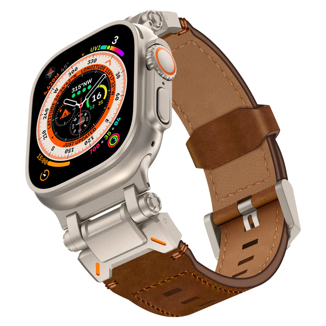 Bracelet en cuir titane pour Apple Watch