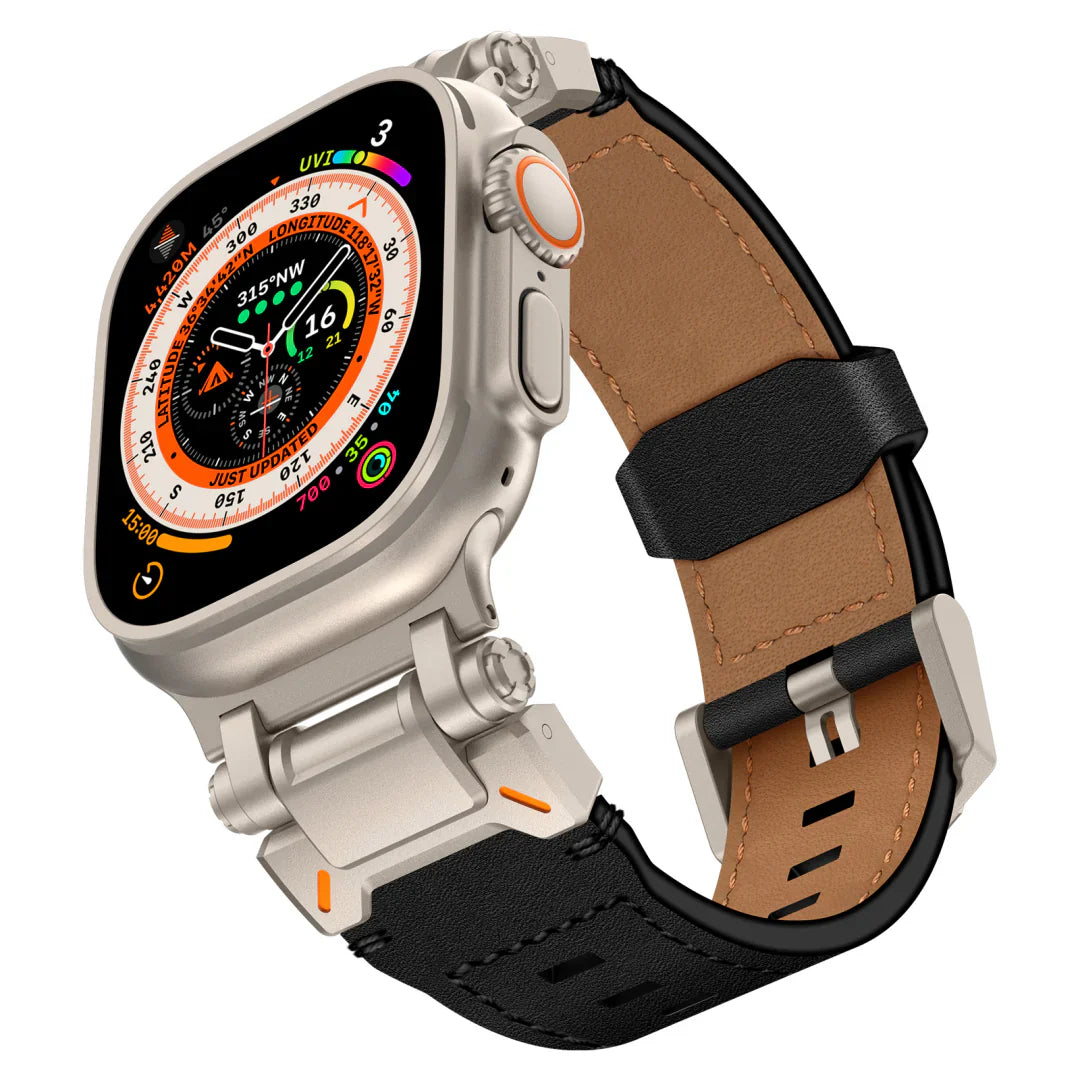Bracelet en cuir titane pour Apple Watch