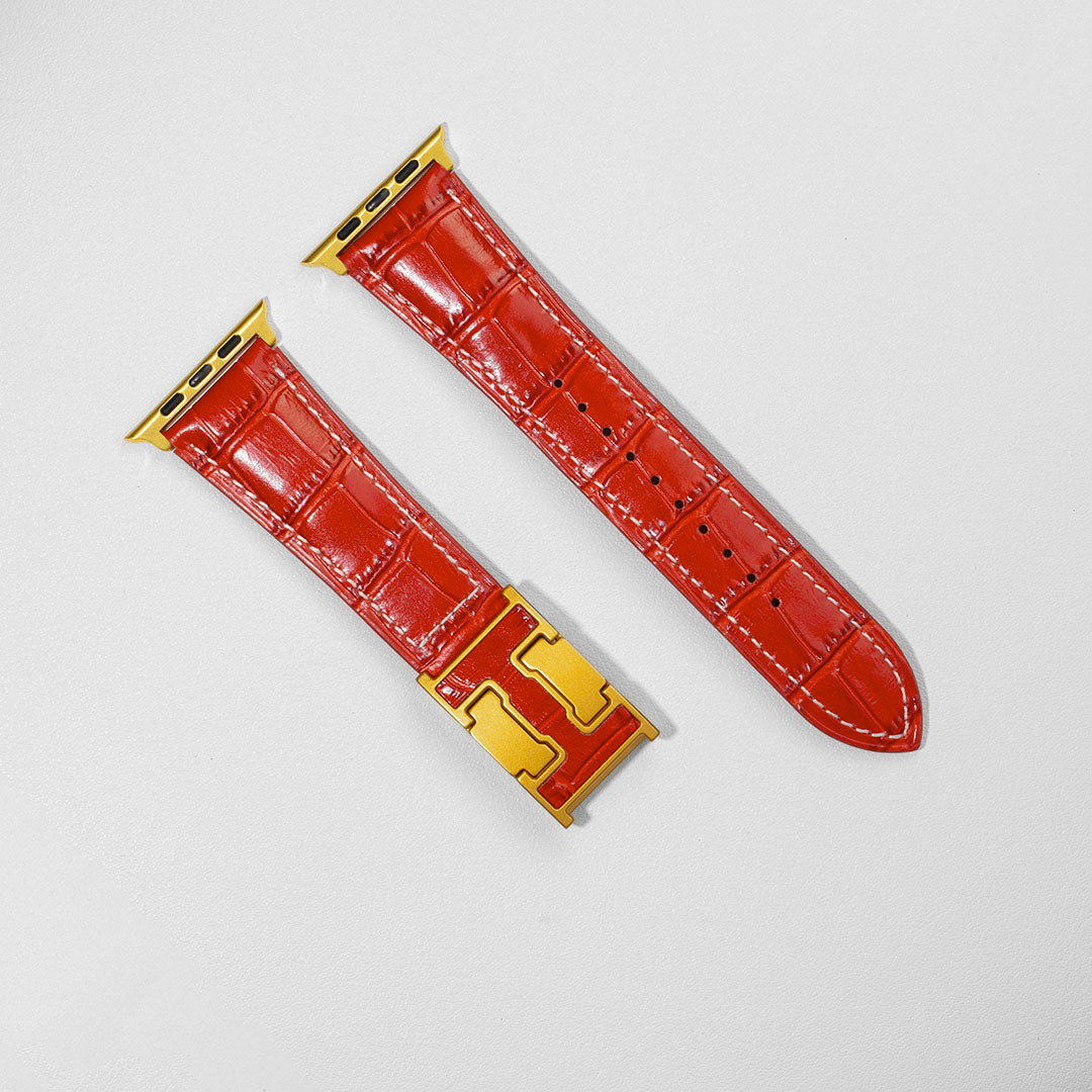 Bracelet en cuir crocodile exotique du Nil pour Apple Watch
