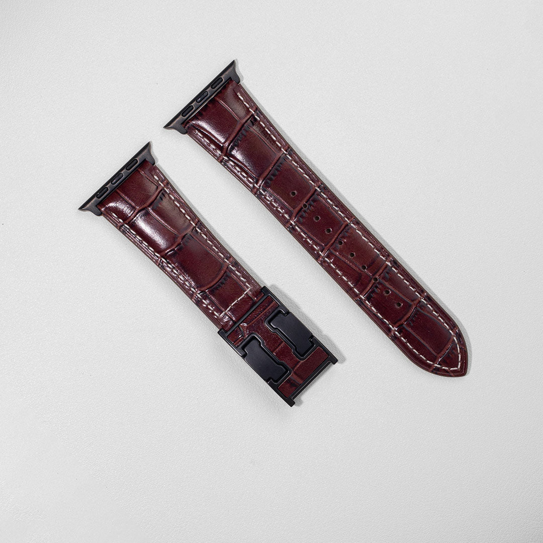 Bracelet en cuir crocodile exotique du Nil pour Apple Watch