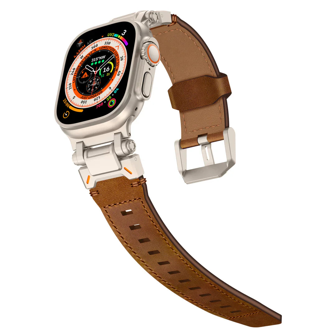 Bracelet en cuir titane pour Apple Watch
