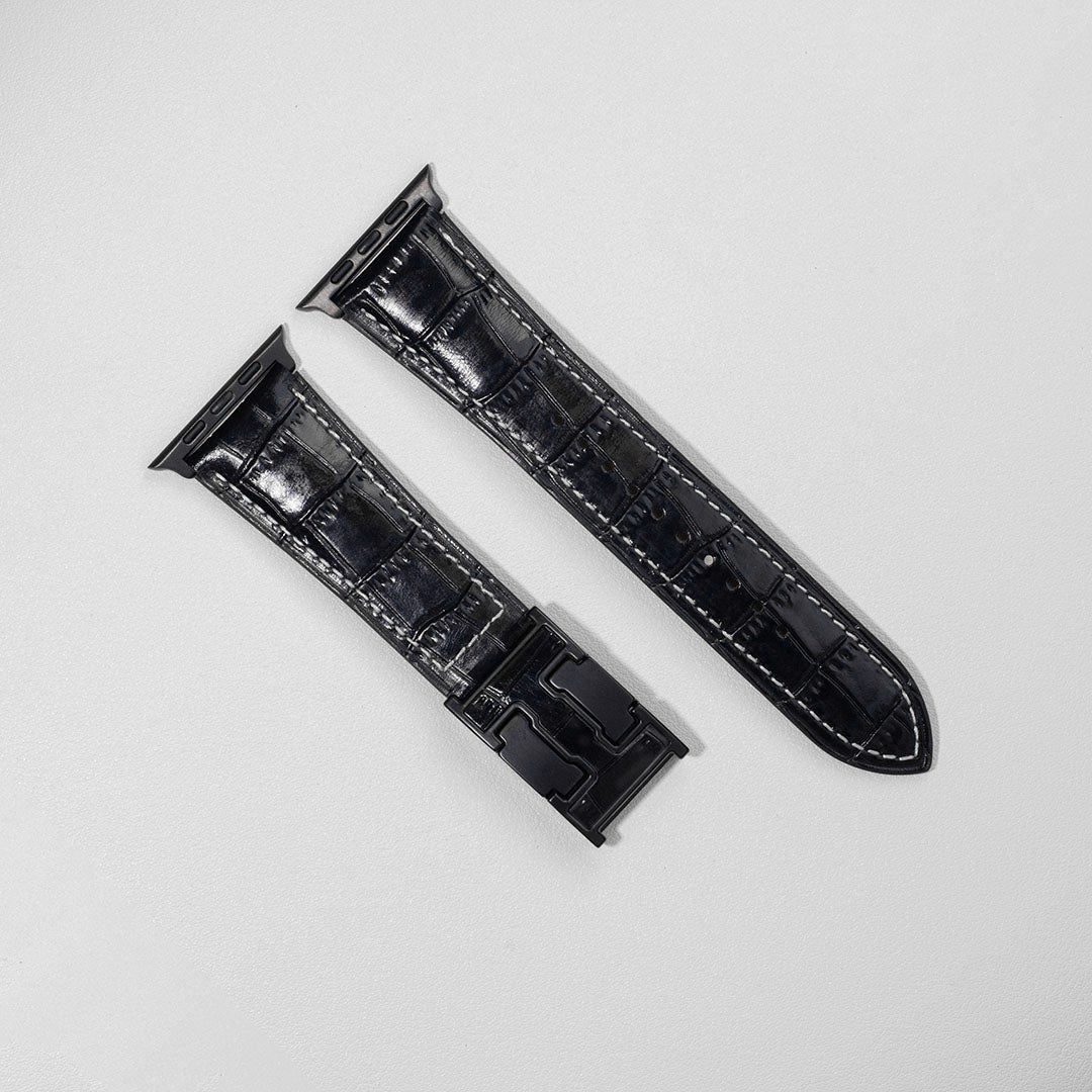 Bracelet en cuir crocodile exotique du Nil pour Apple Watch