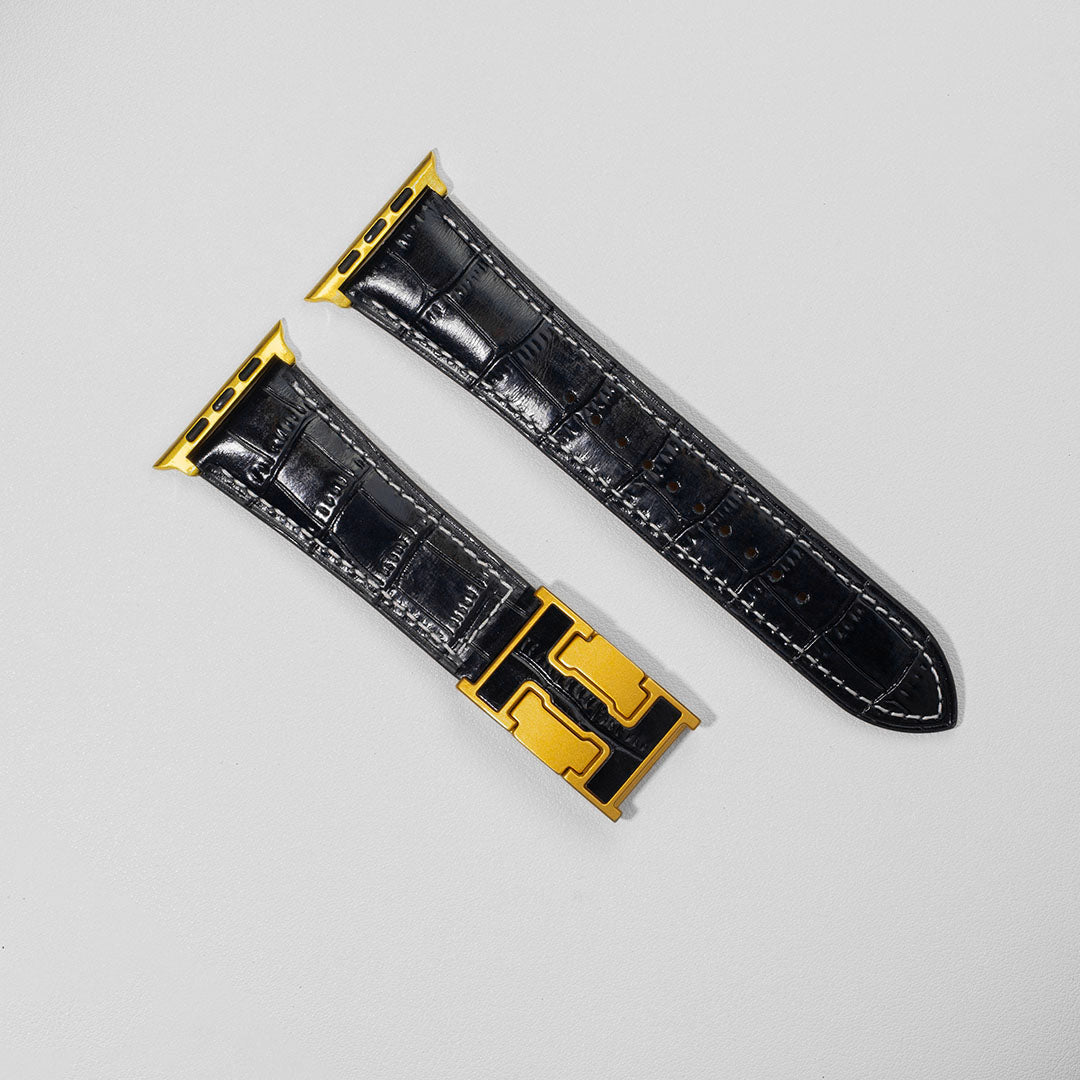 Bracelet en cuir crocodile exotique du Nil pour Apple Watch
