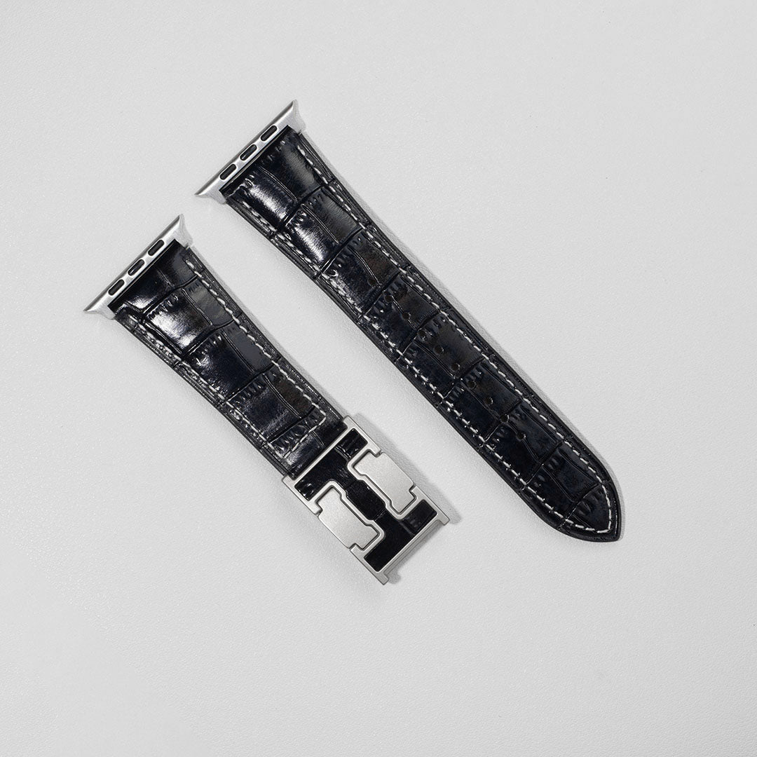 Bracelet en cuir crocodile exotique du Nil pour Apple Watch
