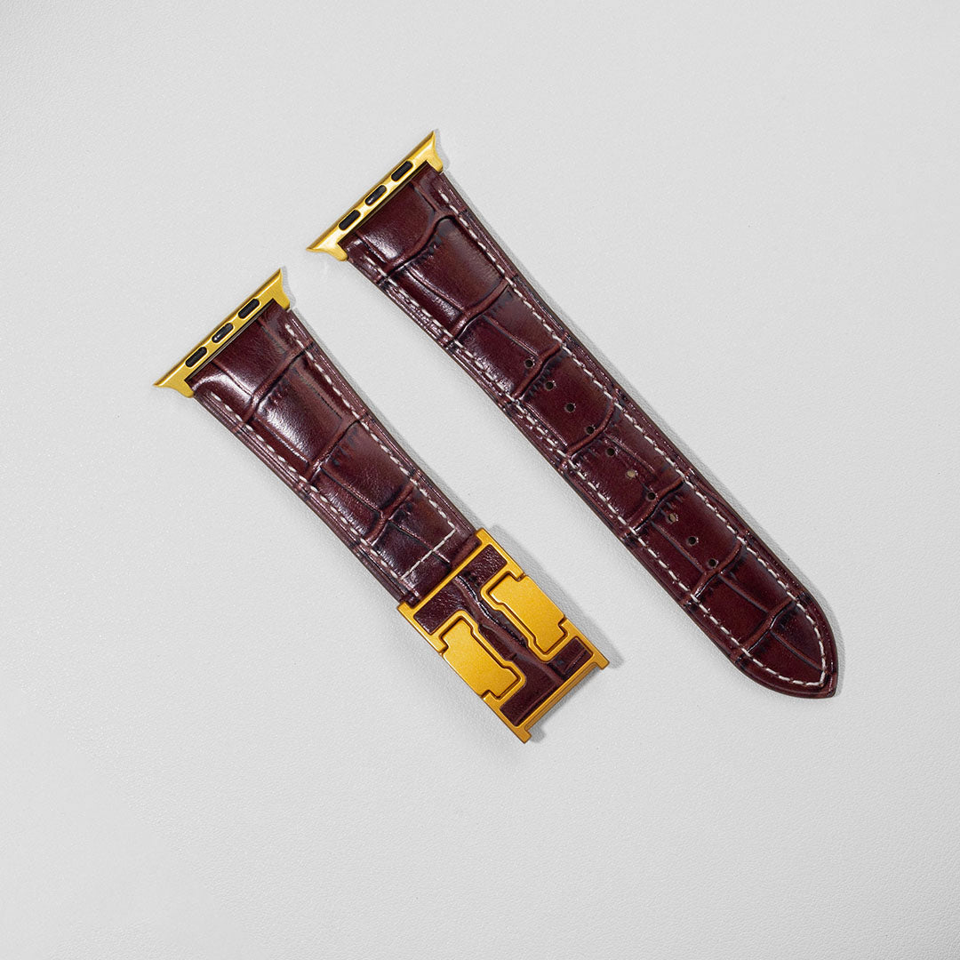 Bracelet en cuir crocodile exotique du Nil pour Apple Watch