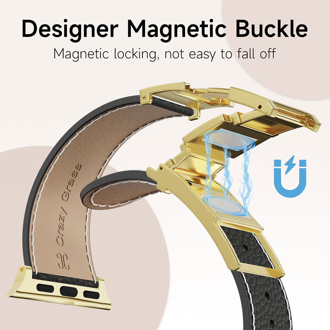 Bracelet en cuir Lychee pour Apple Watch