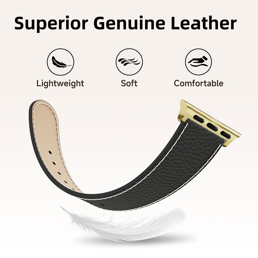 Bracelet en cuir Lychee pour Apple Watch