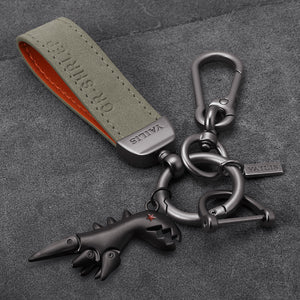 Daim bleu marine + taille pendante + dinosaure noir