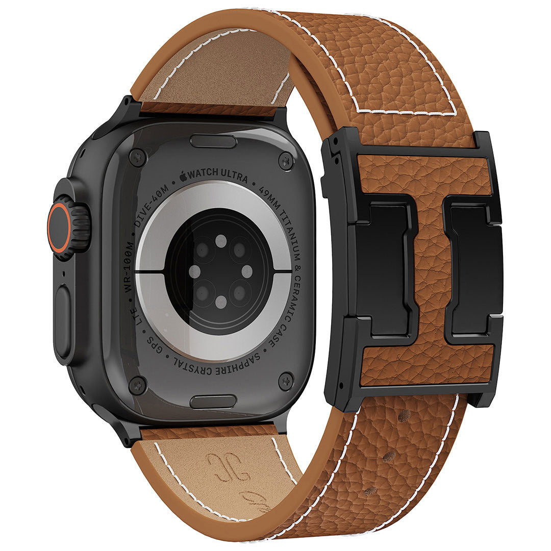 Bracelet en cuir Lychee pour Apple Watch