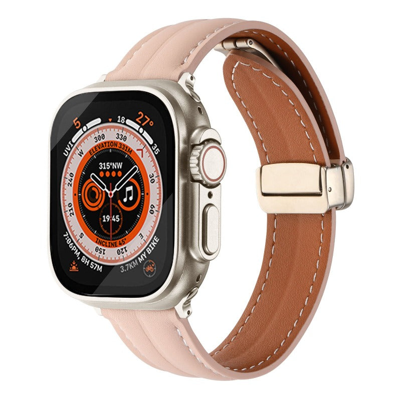 Bracelet en cuir à boucle magnétique 